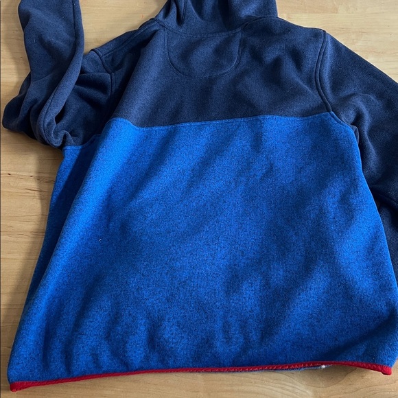 L.L. Bean Navy and Bright Red Fleece Hooded Pullover - Picture 7 of 7